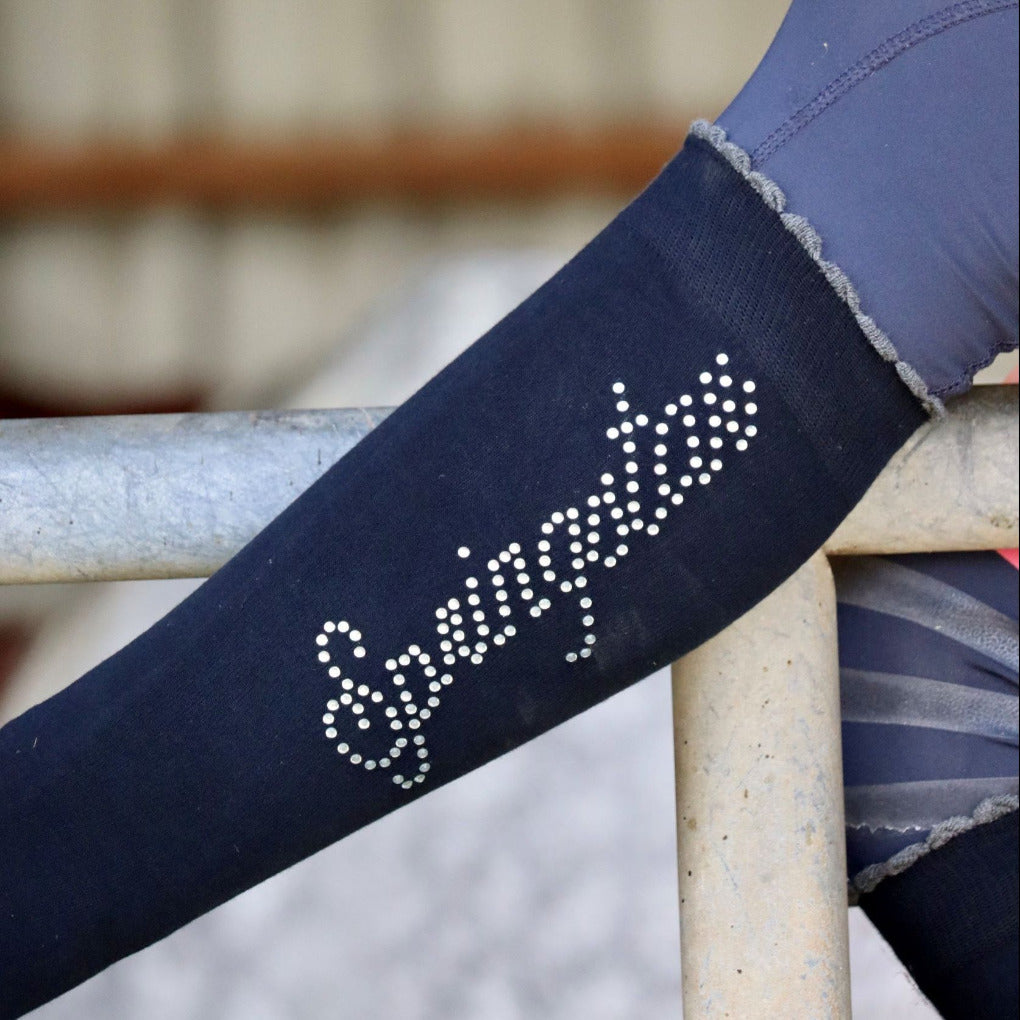 kniestrümpfe reiten reitsocken reitstrümpfe socken-socke-lola-glitzer-springstar-schriftzug-rosa-marine-anthra-drei farben-neu-neuheit-bequem