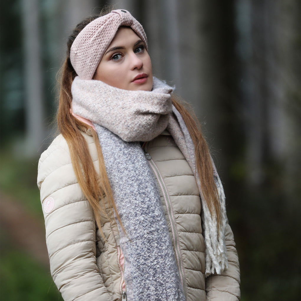 xxl schal karla rosa grau kuschelig warm fransen